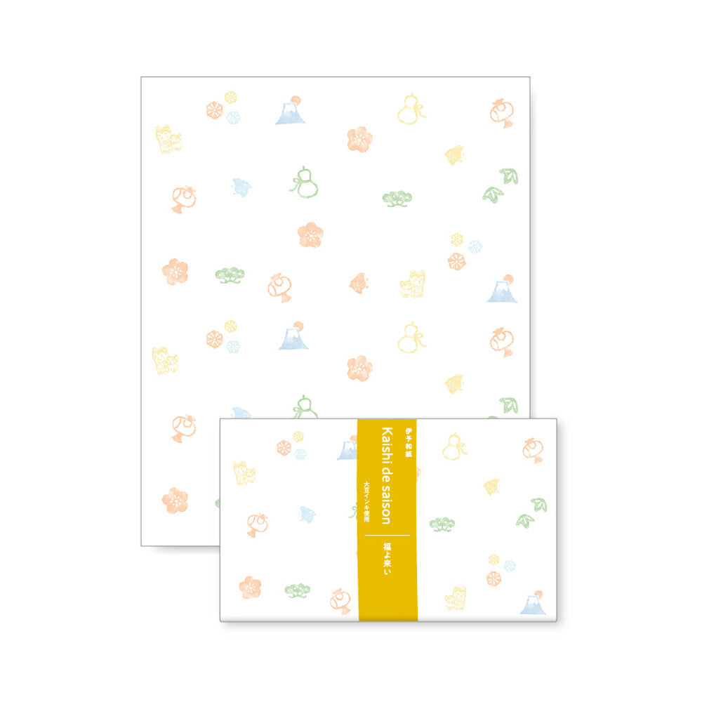 Lucky Charm Kaishi, Rice Paper for Tea Ceremony l 懐紙 伊予和紙 福よ来い