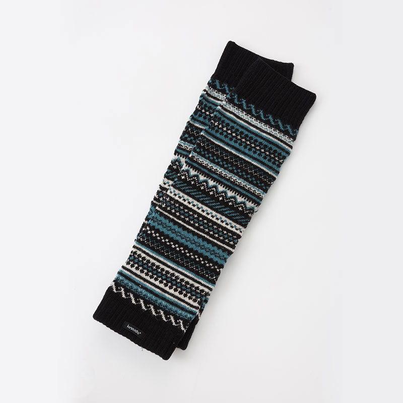 Knitido plus brand Wool Blend Fair Isle Leg Warmer in BLACK