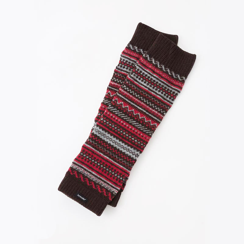 Knitido plus brand Wool Blend Fair Isle Leg Warmer in BROWN