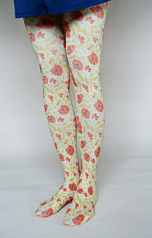 Mediterranean style Poppies Tights
