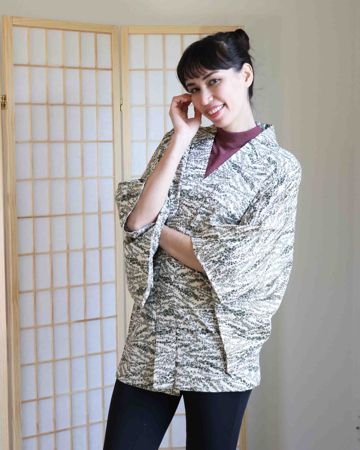 Mossy Paradise Shibori Haori Kimono Jacket