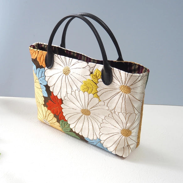 Flower Kimono Tote Bag  - Kyoto Nishijin Textile