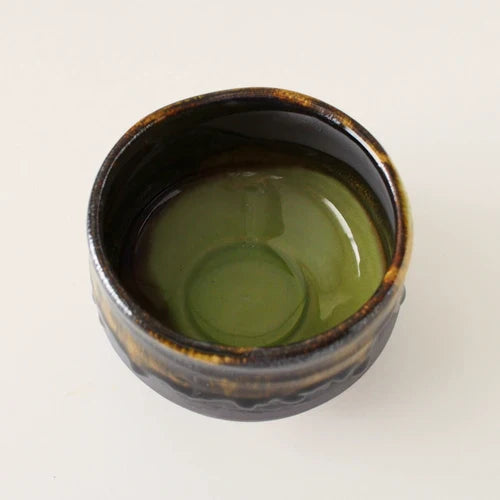 Mustard and Grey Matcha Tea Bowl l ひわ錆 抹茶碗 美濃焼 日本製