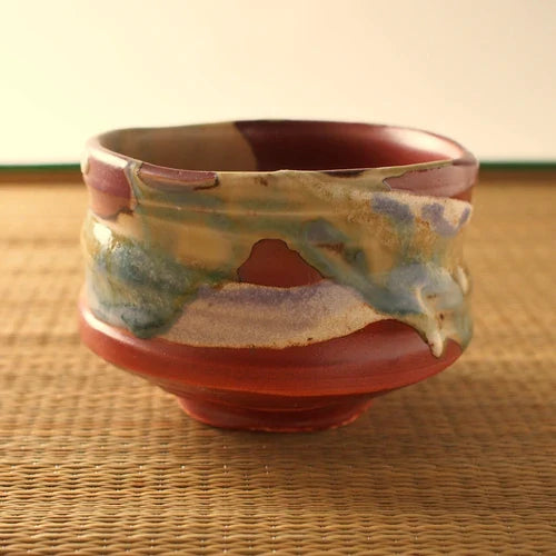 Red Glaze Sansai Matcha Bowl