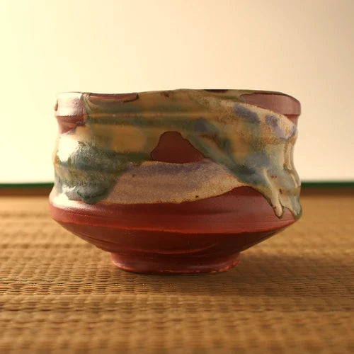 Red Glaze Sansai Matcha Bowl