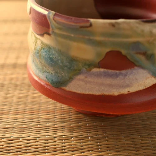 Red Glaze Sansai Matcha Bowl