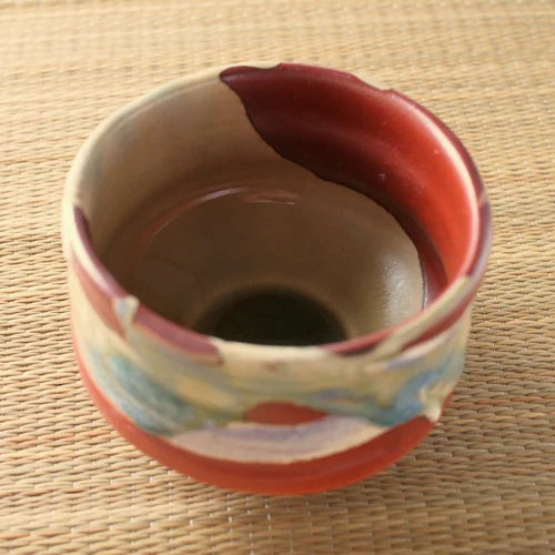 Red Glaze Sansai Matcha Bowl