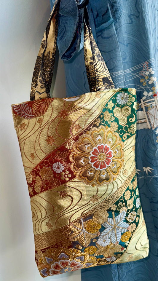 Golden Mum Nishijin Kimono Tote Bag