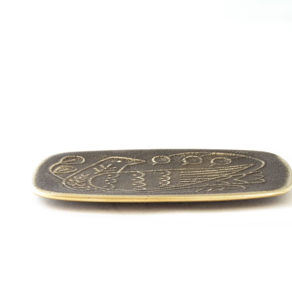 Brass Tray with a design on a white background