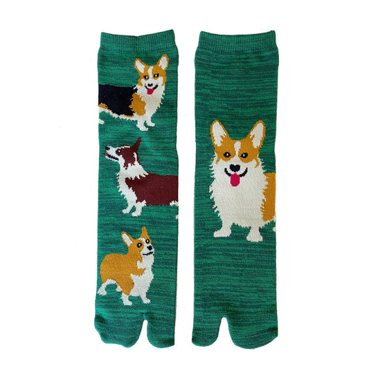 Corgi Dog Tabi Toe Socks