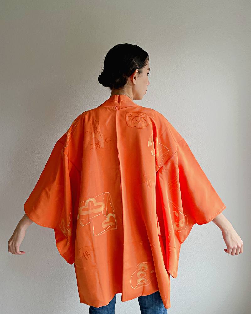 Orange Shiny Pine Haori Kimono Jacket