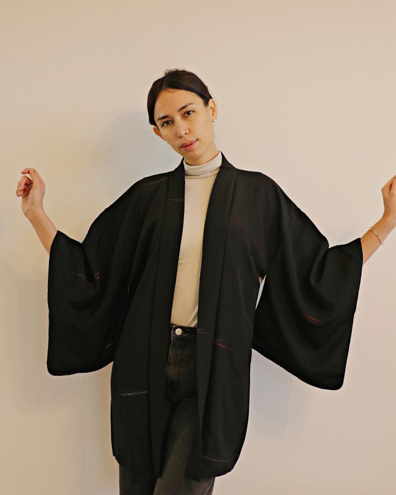 Guardian Threads Black Haori Kimono Jacket