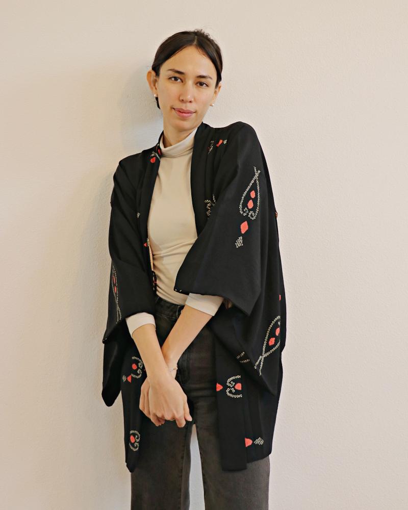 ShiboriTrelis Black Haori Kimono Jacket