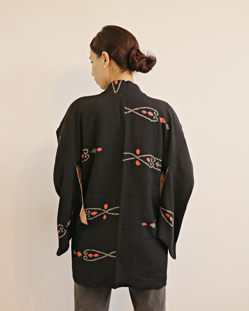 ShiboriTrelis Black Haori Kimono Jacket