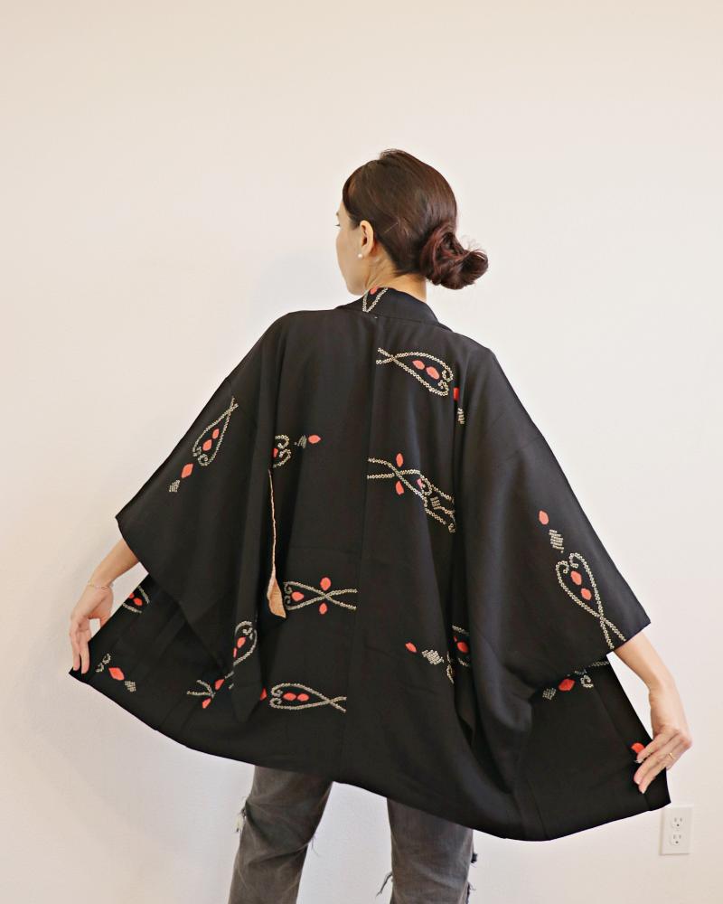 ShiboriTrelis Black Haori Kimono Jacket