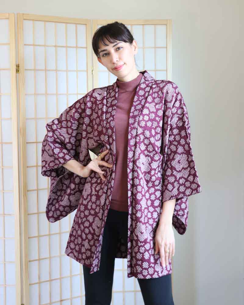 Azuki Shibori Haori Kimono Jacket