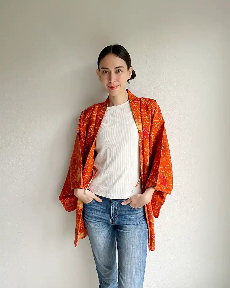 Wearing Kimono jacket with denim.