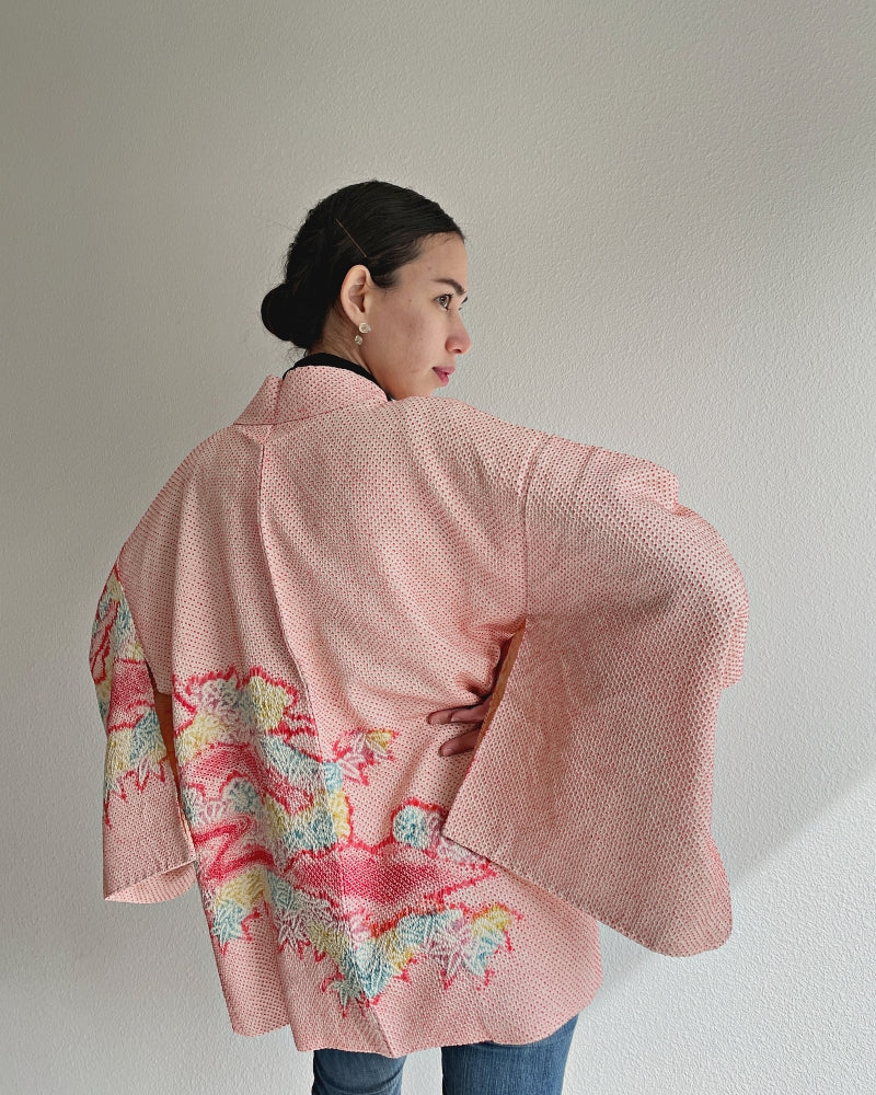 Crystal Maple Leaves Shibori Haori Kimono Jacket