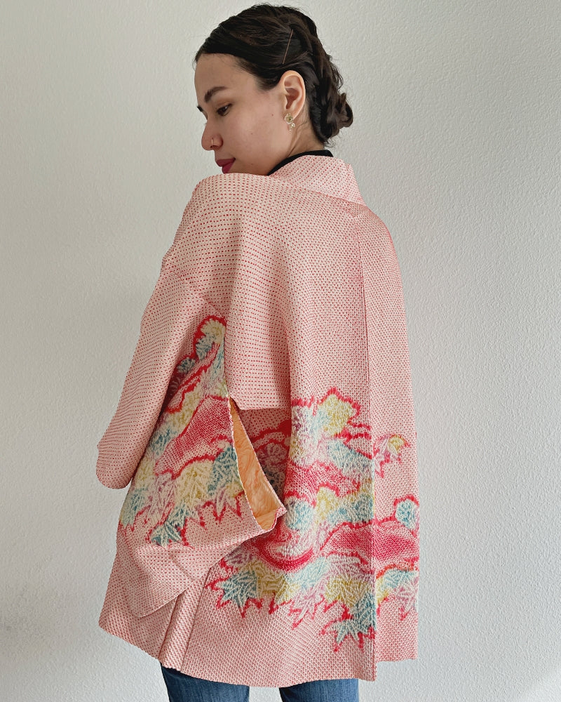 Crystal Maple Leaves Shibori Haori Kimono Jacket