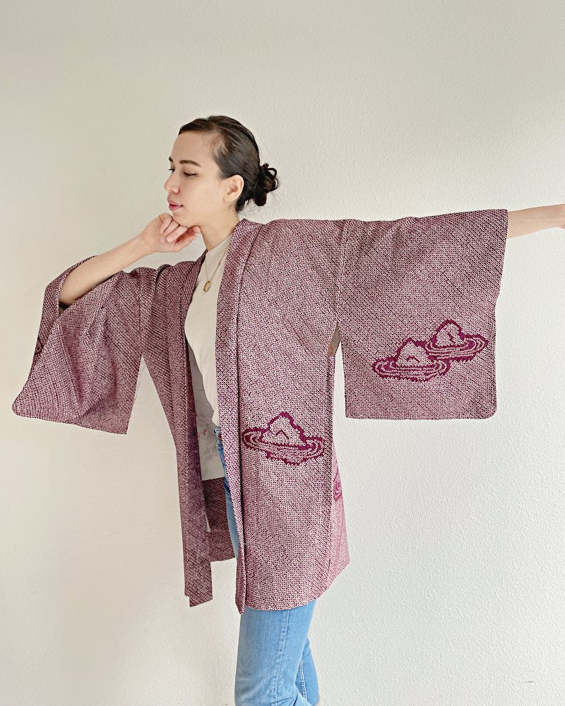 Japanese Rock Garden Shibori Haori Kimono Jacket