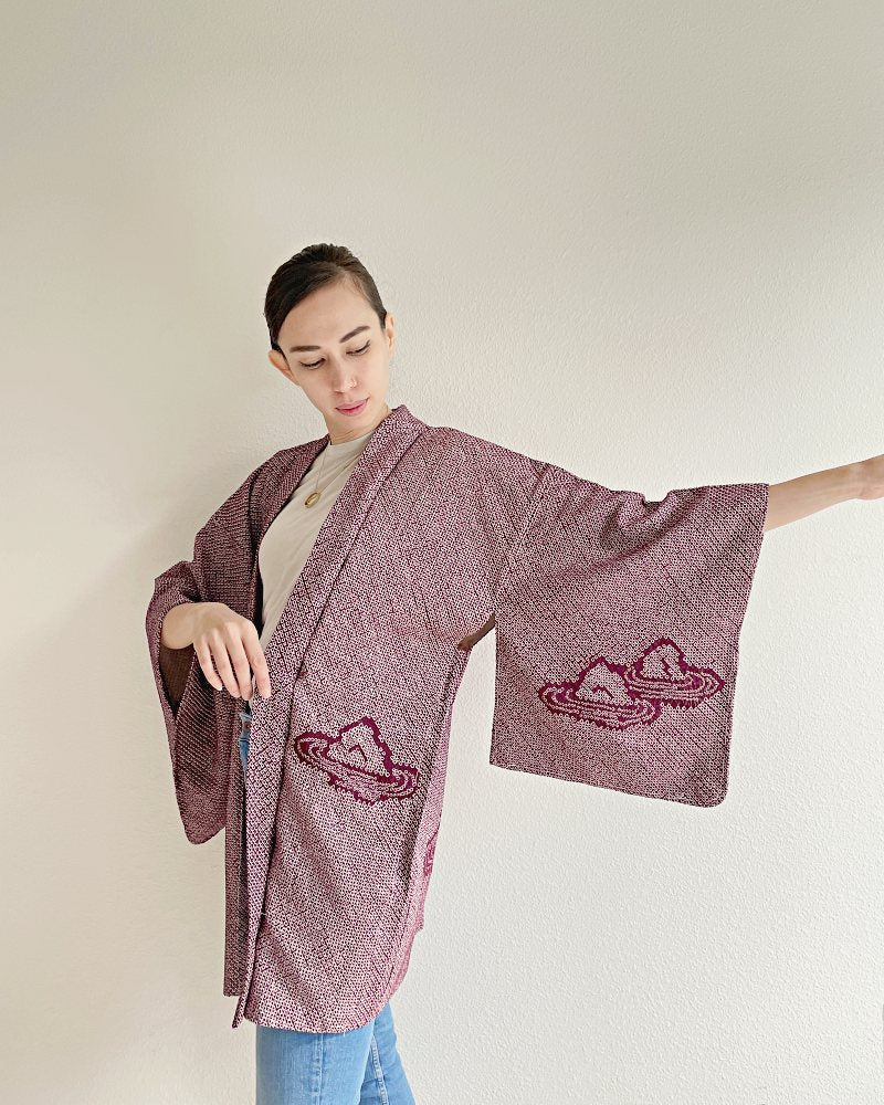 Japanese Rock Garden Shibori Haori Kimono Jacket