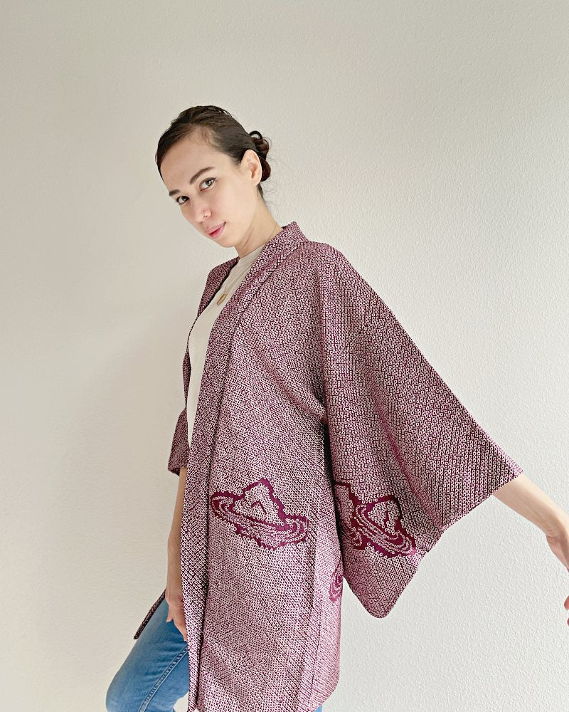 Japanese Rock Garden Shibori Haori Kimono Jacket