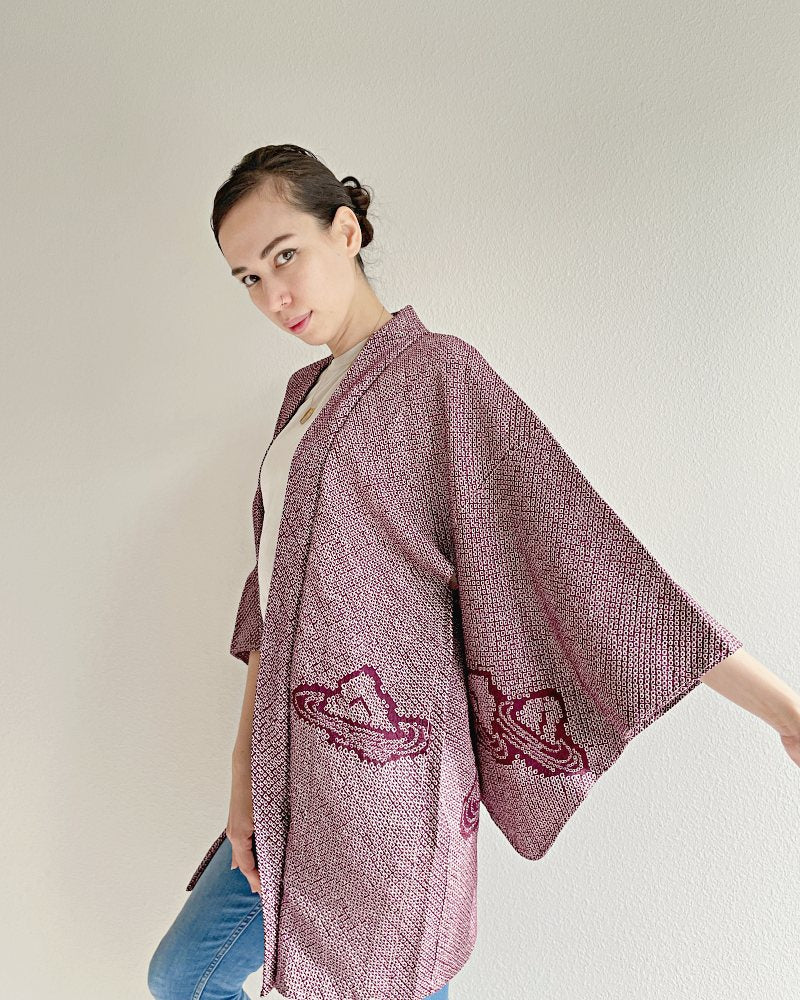 Japanese Rock Garden Shibori Haori Kimono Jacket