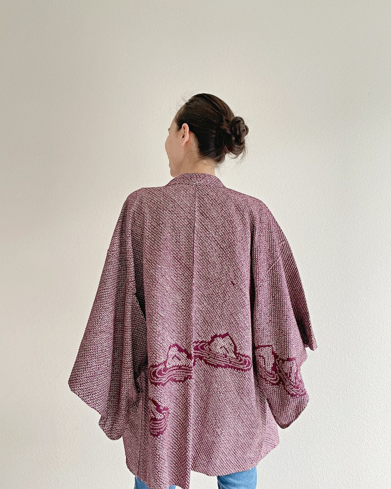 Japanese Rock Garden Shibori Haori Kimono Jacket