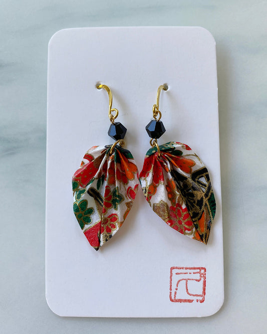 Kimono Textile Origami Jewelry Zen Earrings