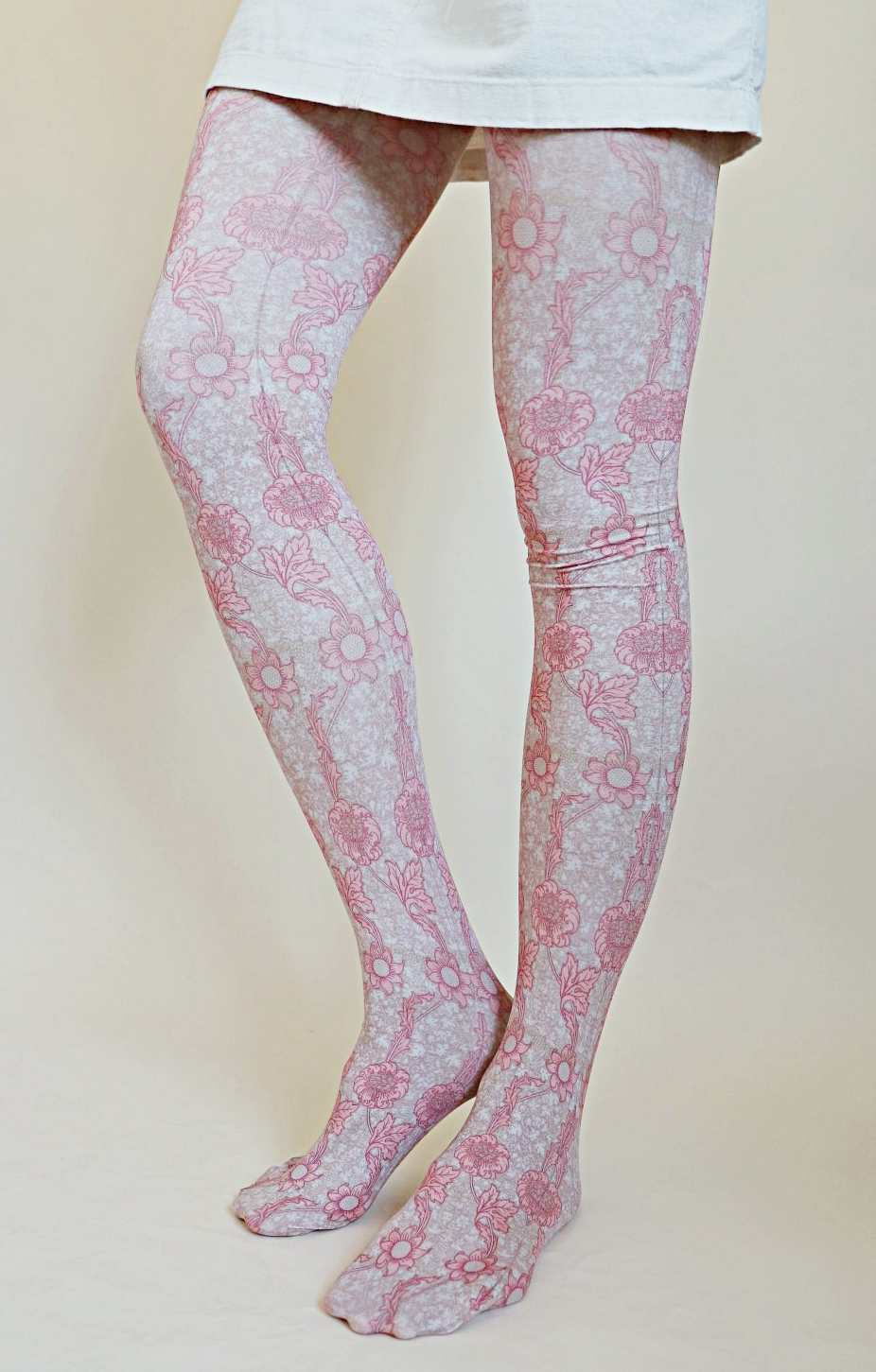 Kennet (Rose) BY William Morris Printed Art Tights