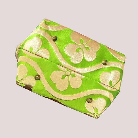Vivid Green Repurposed Kimono Silk Bag
