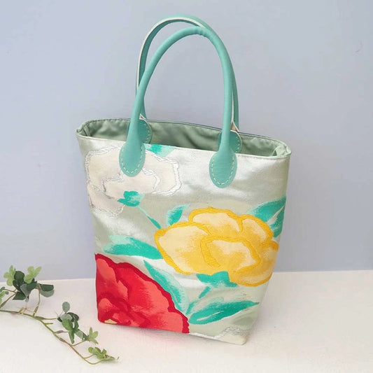 Repurposed Retro Floral Kimono Bag