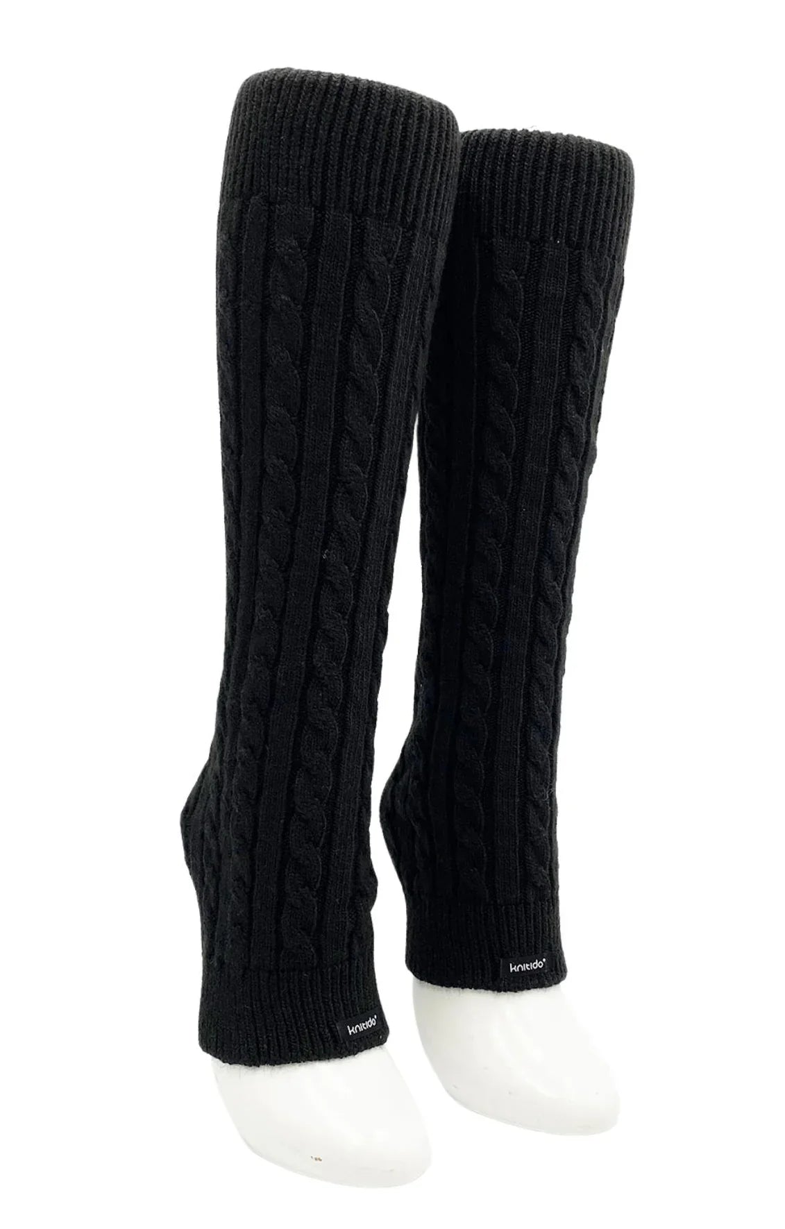 Leg Warmer by Knitido plus named Wool Blend Cable Leg Warmer, Black color