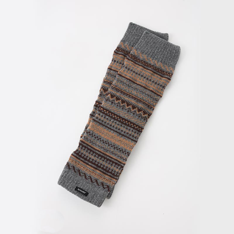 Knitido plus brand Wool Blend Fair Isle Leg Warmer in GREY