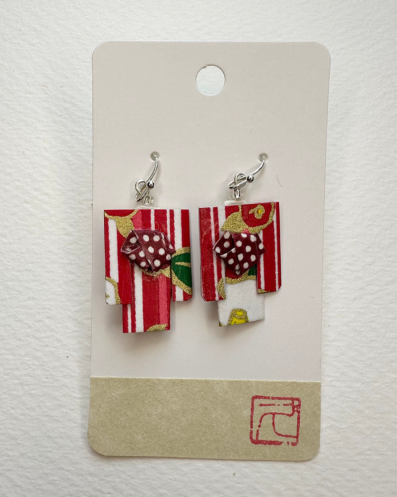 Kimono Origami Jewelry Zen Earrings -Camellia