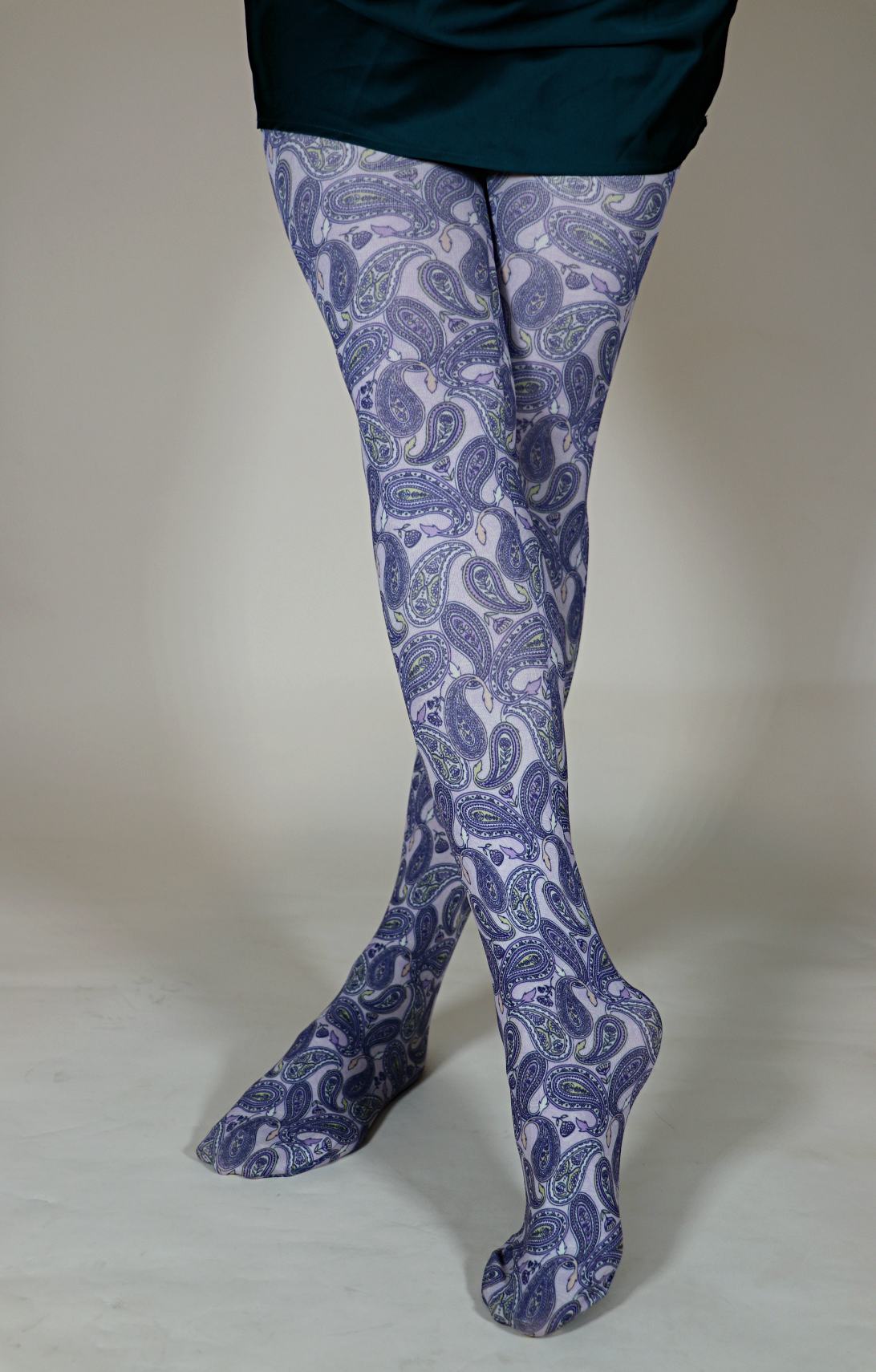 Purple Paisley Printed Art Tights