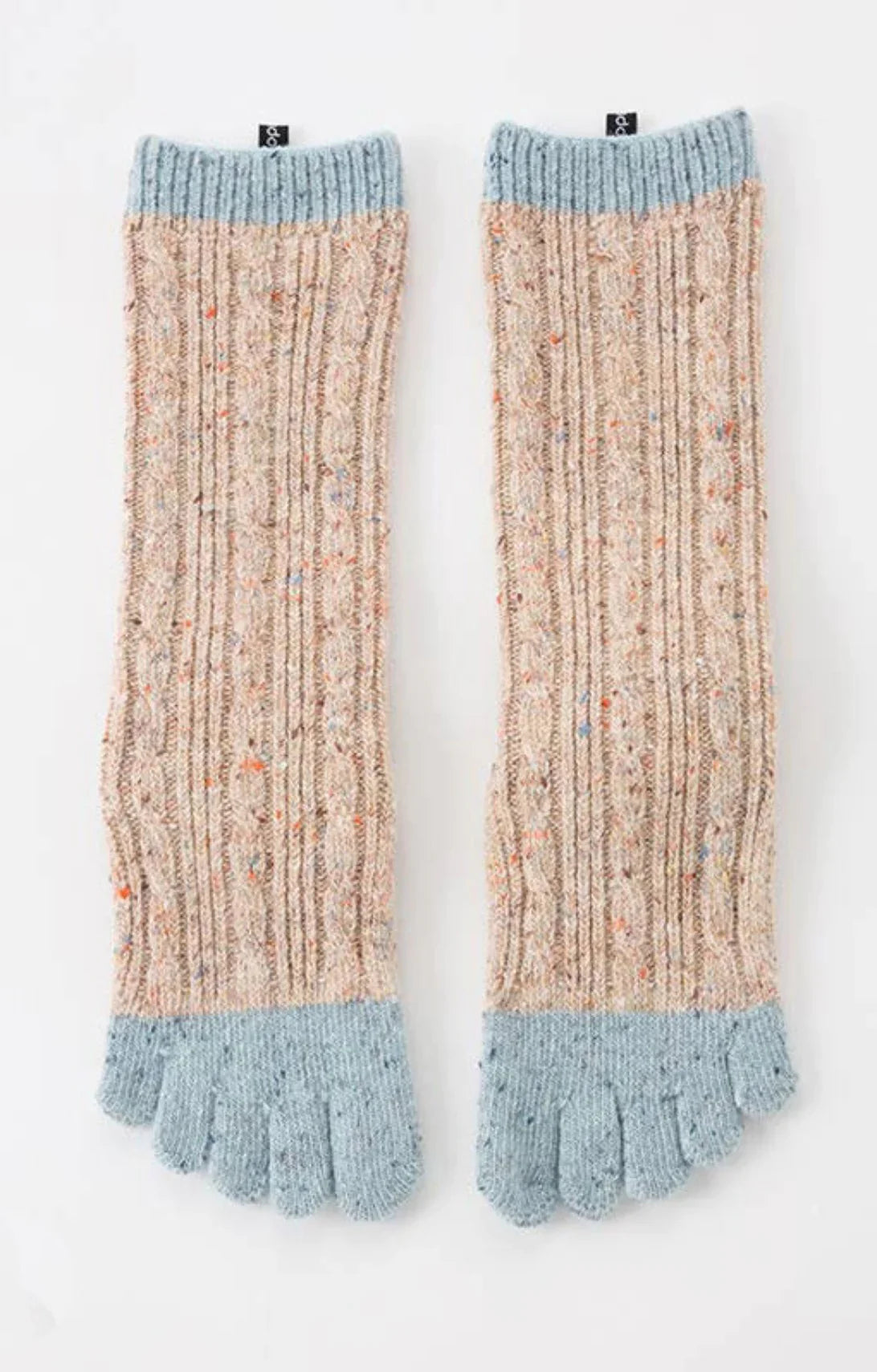 Knitido plus's Wool Blend Cable Confetti Midcalf Socks in Beige