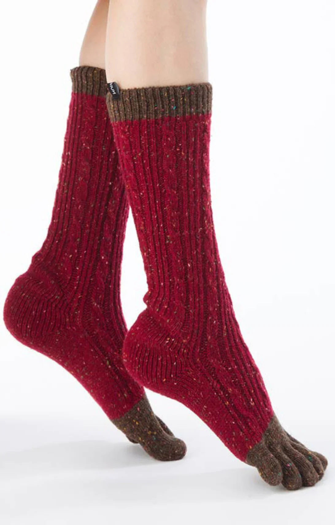 Knitido plus's Wool Blend Cable Confetti Midcalf Socks in Dark red