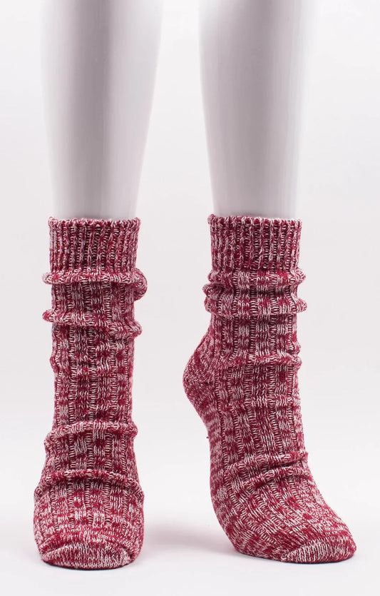 This is a photo of Maarlie Hemp's product name ORGANIC HEMP RIBBED CREW SOCKS Red