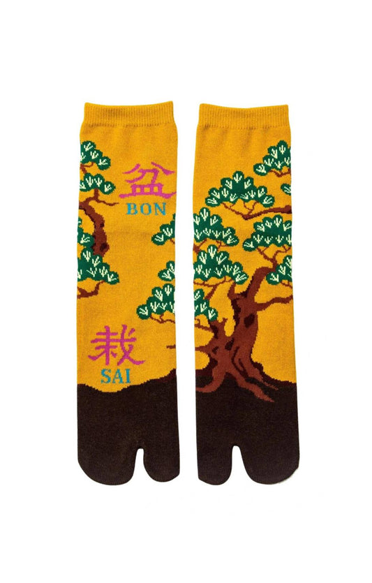 NINJA SOCKS' BONSAI TABI SOCKS in MUSTARD color, front view