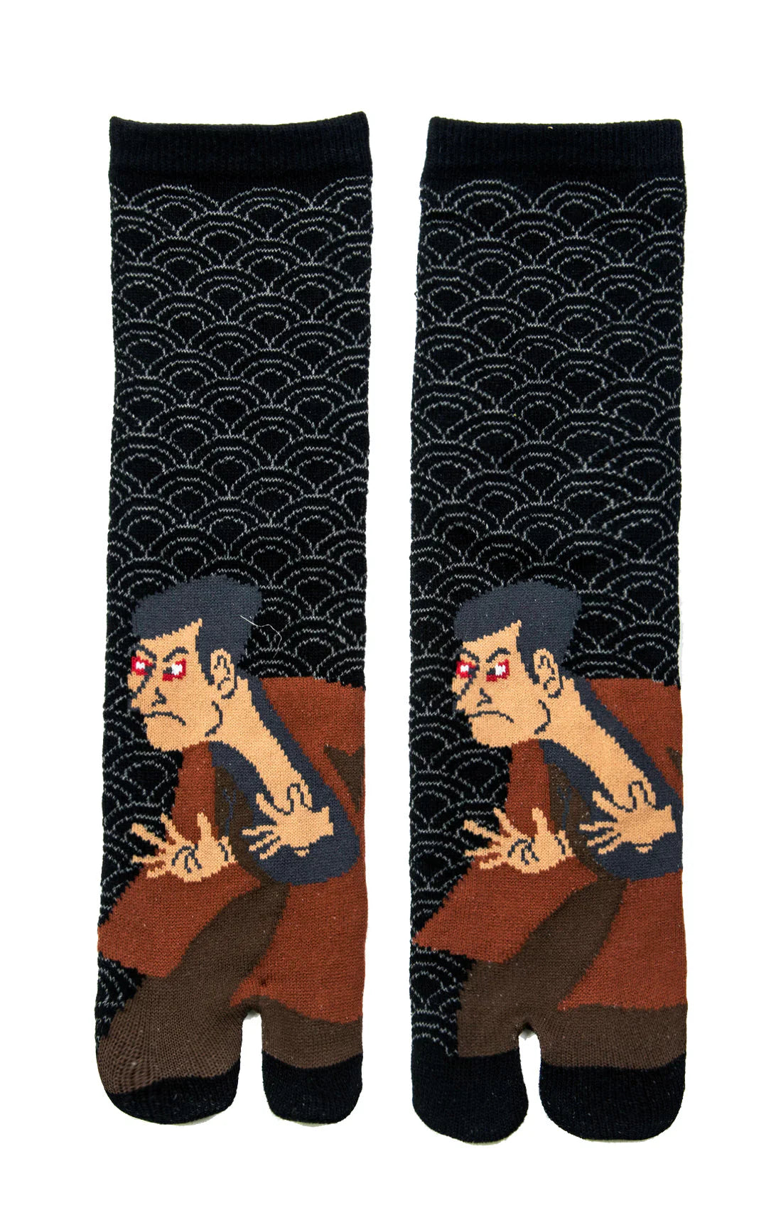 This is a photo of NINJA SOCKS's Japanese Kabuki inspired product name KABUKI TABI TOE SOCKS Black