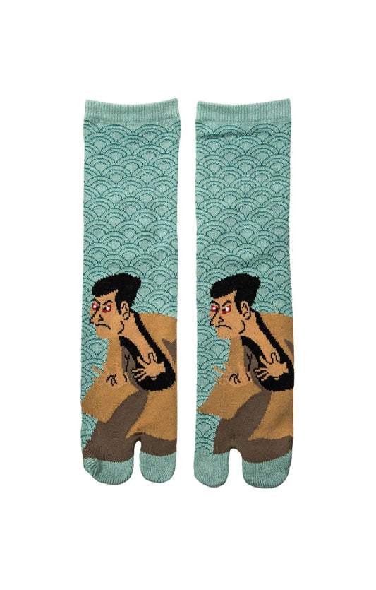 This is a photo of NINJA SOCKS's Japanese Kabuki inspired product name KABUKI TABI TOE SOCKS Green