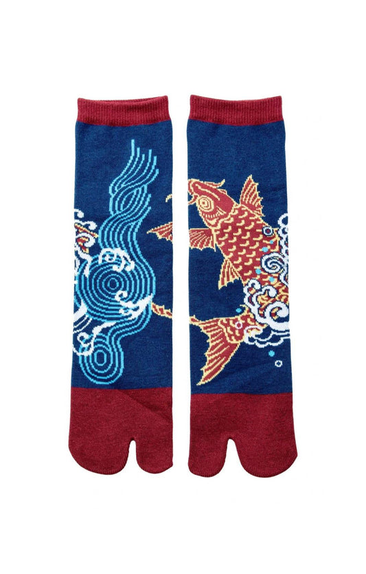 KOI CARP FISH TABI TOE SOCKS from NINJA SOCKS in Navy