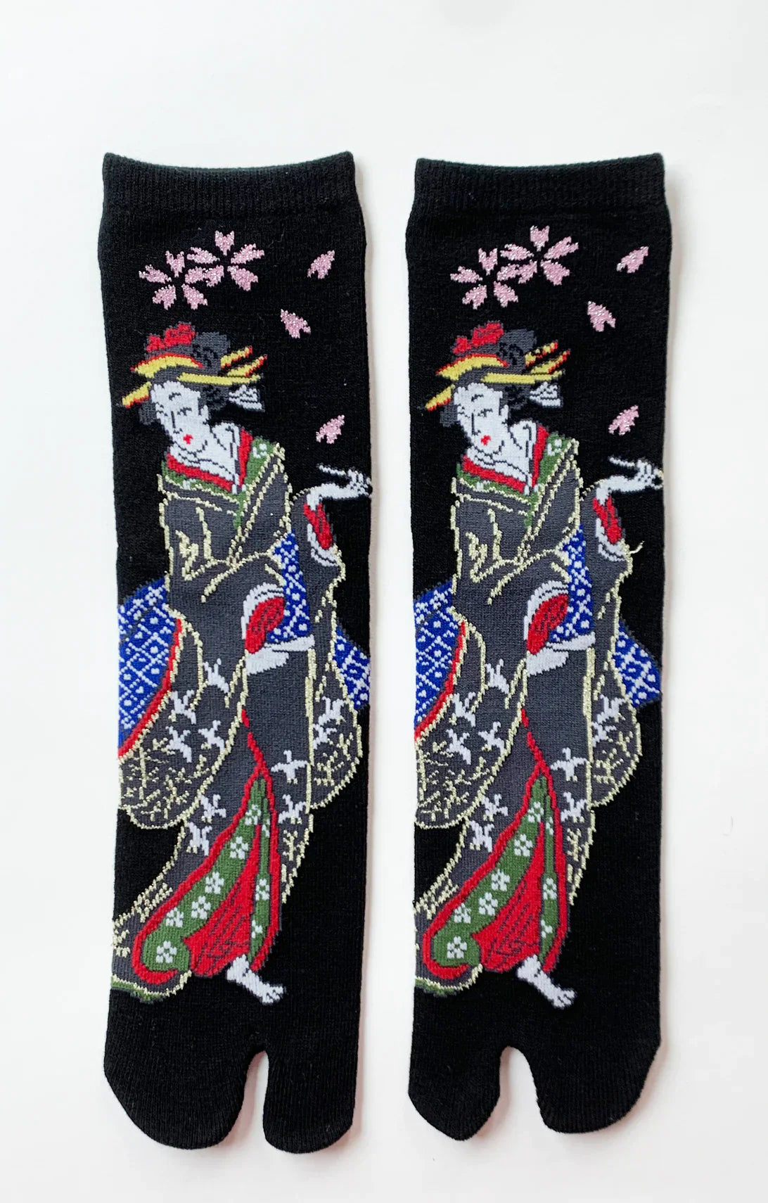 This is a photo of the black color of the product name KABUKI TABI TOE SOCKS of the brand name NINJA SOCKS