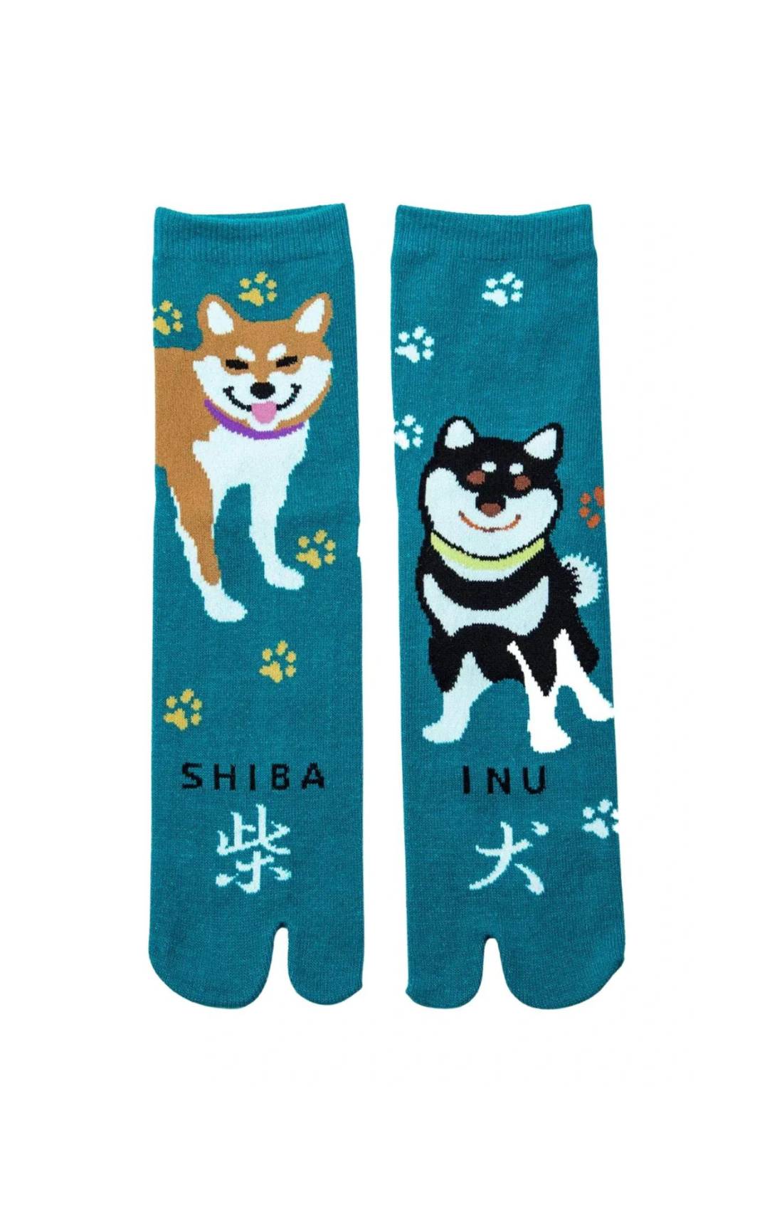 NINJA SOCKS Shiba Inu Tabi Socks Teal color, front