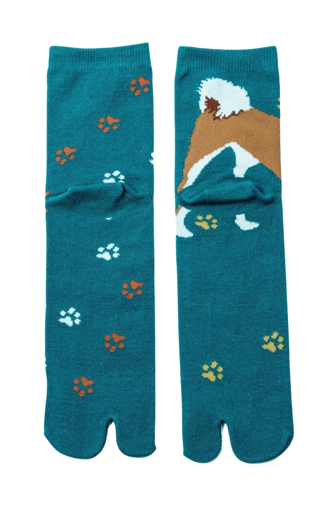 NINJA SOCKS Shiba Inu Tabi Socks Teal Collar, BackNINJA SOCKS Shiba Inu Tabi Socks Teal color, back