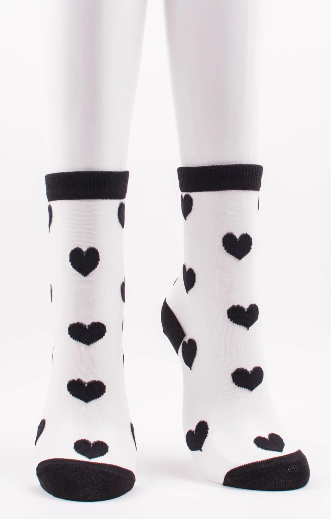 Tabbisocks Clear Heart Sheer Crew Socks in BLACK