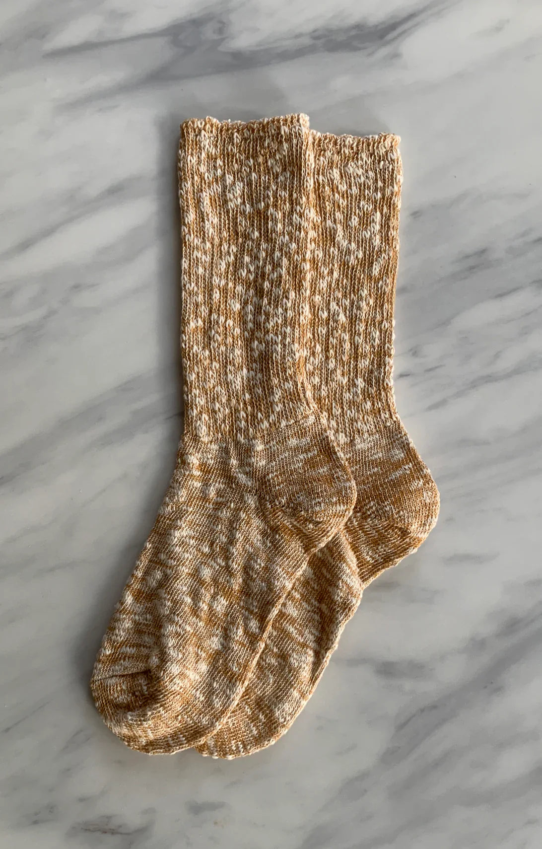 Tabbisocks' Organic Cotton Slub Crew Socks in mustard