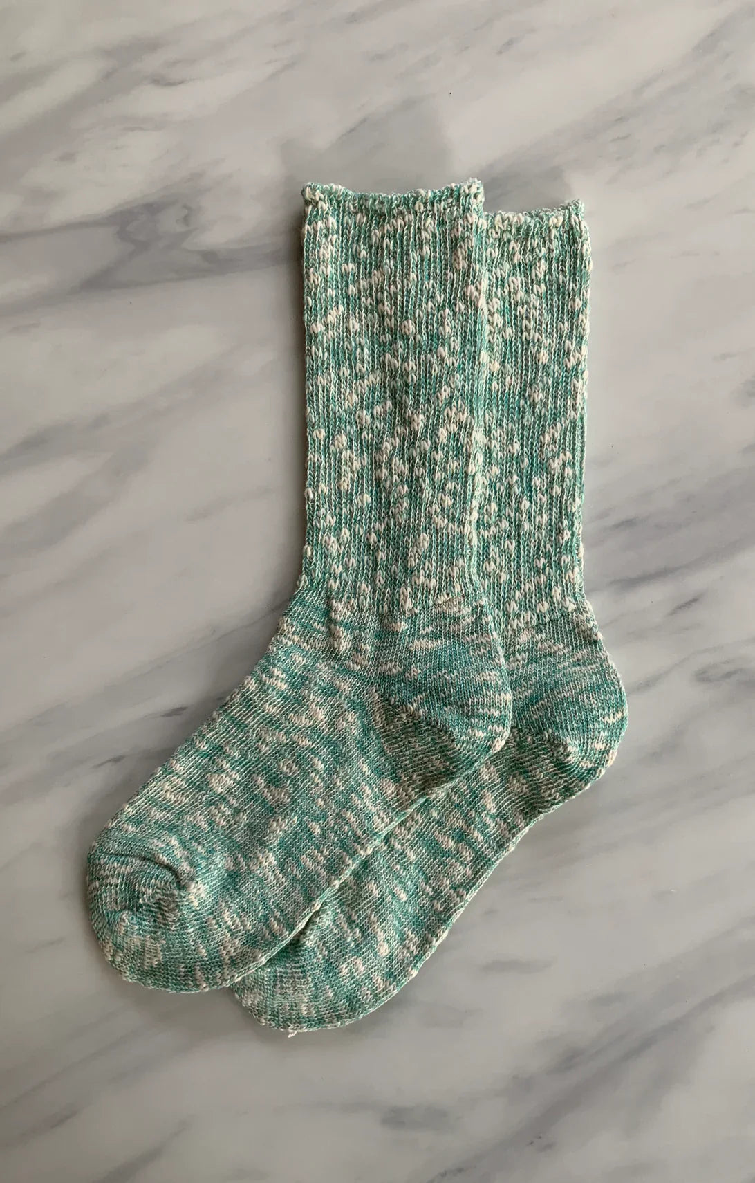 Tabbisocks' Organic Cotton Slub Crew Socks in turquoise