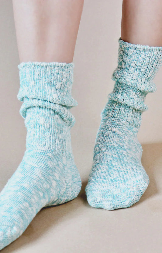 Tabbisocks' Organic Cotton Slub Crew Socks in turquoise